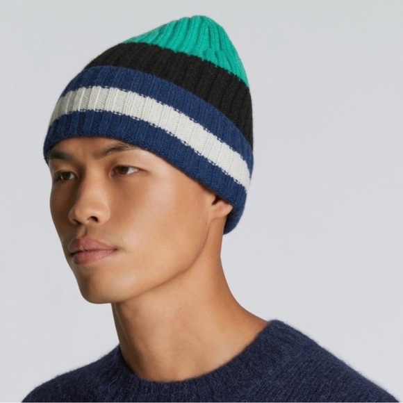 Everlane Cashmere Beanie Hat Striped Unisex NEW with tag - Picture 3 of 4